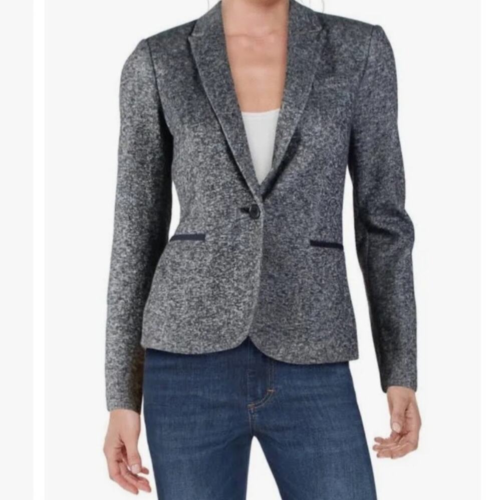 Tommy Hilfiger Gray Knit Blazer 6 Tailored Preppy Ivy League Office Elbow Patch